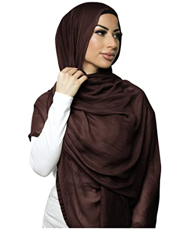 Txameru Women's Viscose Cotton Hijab Scarf - color: Coffee