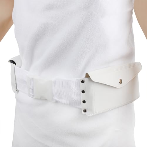 Ihram Hajj and Umrah용 벨트 조절 가능한 허리 벨트 포켓 2개 유니 아랍 무슬림 기도 허리 가방 패니 팩, 화이트., Hram Hajj Umrah Haji 허리 벨트