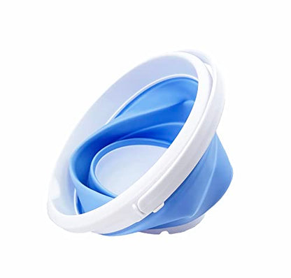 SAMMART 5.5L (1.4 Gallon) Collapsible Plastic Bucket - Foldable Round Tub - Portable Fishing Water Pail - Space Saving Outdoor Waterpot (White/Baby Blue) - color: White/Baby Blue