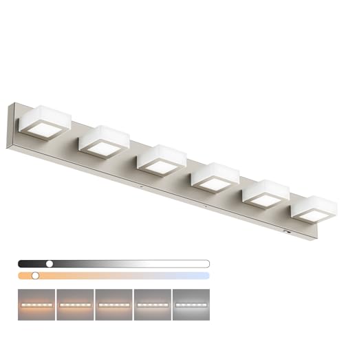 Ralbay Brushed Nickel Bathroom Lights Fixtures Dimmable 5 Color Temperature Acrylic Modern Vanity Lights for Bathroom Brushed Nickel-5 CCT 40.4 inch - color: Brushed Nickel-5 CCT, size: 40.4 inch