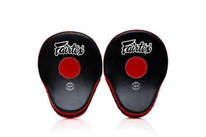 Fairtex FMV9 Contoured Focus Mitts |Striking Accuracy & Protection for Boxing, Muay Thai, Kickboxing |Ergonomic Design, Soft Padding, Secure Fit Leather - color: Black/Red