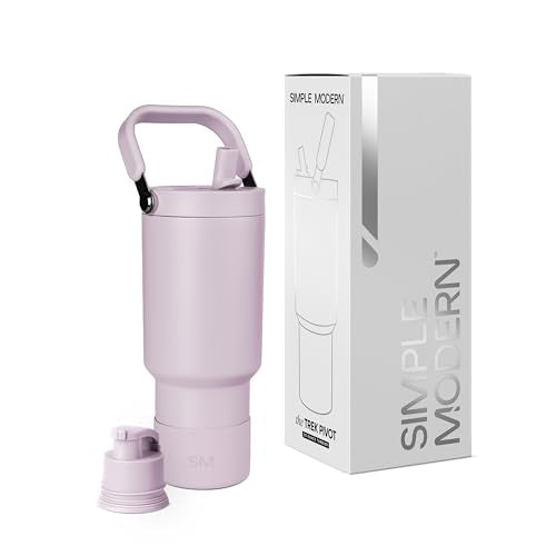 Simple Modern Tumbler with Handle, Water Jug | 30oz | Lavender | Trek Pivot Insulated Stainless Steel Water Bottle | Interchangeable Straw & Chug Lid, Cupholder Friendly | Lavender Mist - color: -Lavender Mist, size: 30 Ounces