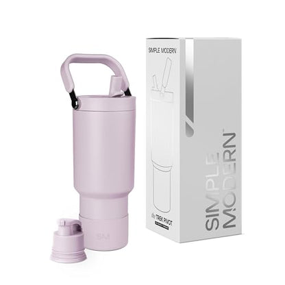 Simple Modern Tumbler with Handle, Water Jug | 30oz | Lavender | Trek Pivot Insulated Stainless Steel Water Bottle | Interchangeable Straw & Chug Lid, Cupholder Friendly | Lavender Mist - color: -Lavender Mist, size: 30 Ounces