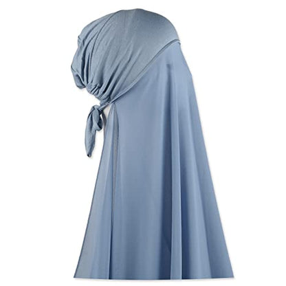 Instant Chiffon Hijab with Tie Back Under Cap Solid Color Soft Chiffon Scarf With Hijab Inner Caps For Muslim Women - color: Forever Blue