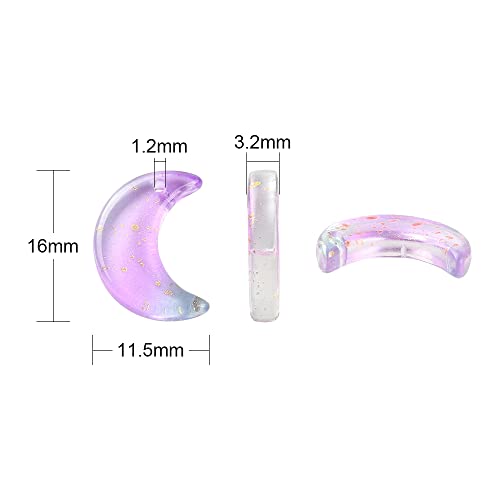 LiQunSweet 100 Pcs Fantasy Lilac Color Glass Charms Glittery Crescent Moon Charms for Earring Bracelet Necklace Jewelry Making - color: Moon Lilac Charms_100 Pcs