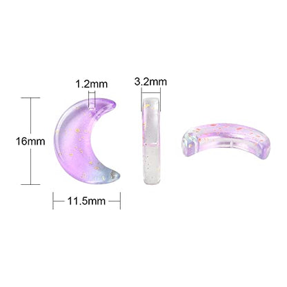 LiQunSweet 100 Pcs Fantasy Lilac Color Glass Charms Glittery Crescent Moon Charms for Earring Bracelet Necklace Jewelry Making - color: Moon Lilac Charms_100 Pcs