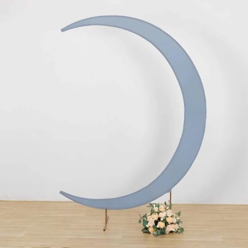 Efavormart 2 Pack Dusty Blue Spandex Crescent Moon Arch Covers for 7.5ft Stand, Custom Fitted 2-Piece Double-Sided Backdrop Sleeves for Coastal and Winter Decor - color: Dusty Blue, size: Cover Set