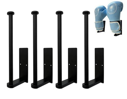 Wall-Mounted Boxing Glove Holder, Made of Stainless Steel, Suitable for Boxing Gloves Weighing 10 to 16 Ounces, Suitable for Home Gyms and Boxing Training Rooms (Black 4PCS)