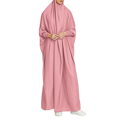 ODIZLI Muslim One Piece Prayer Hijab Dress Women Hooded Abaya Full Cover Islam Dubai Modest Robe - color: Pink, size: One Size