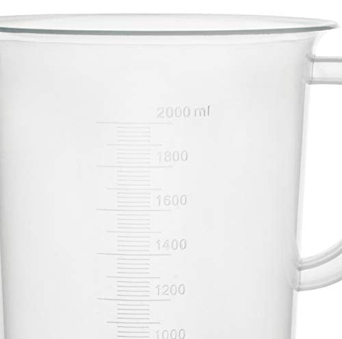 EISCO Plastic Pitcher, 2000mL (2L) - Molded Graduations - Chemical Resistant & Autoclavable Polypropylene - Measuring Jug - size: 8 inches x 9 inches x 8 inches