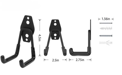 Wall Mount Heavy Duty Garage Hooks (4-Pack) – Wall Mounted Storage Hooks for Ladders, Bikes, Tools & More – Rust-Resistant Steel with Anti-Slip PVC Coating Small U Hooks - color: 4Pcs