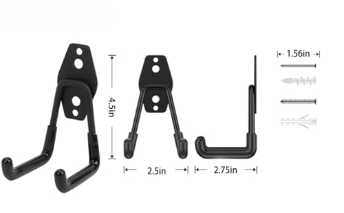 Wall Mount Heavy Duty Garage Hooks (2-Pack) – Wall Mounted Storage Hooks for Ladders, Bikes, Tools & More – Rust-Resistant Steel with Anti-Slip PVC Coating Small U Hooks - color: 2Pcs