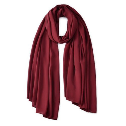 Yeieeo Chiffon Head Wraps for Women - Solid Color Fashion Bubble Chiffon Scarf Hijab - color: Maroon