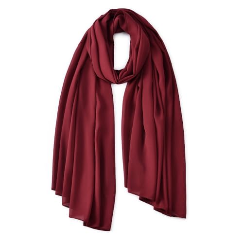 Yeieeo Chiffon Head Wraps for Women - Solid Color Fashion Bubble Chiffon Scarf Hijab - color: Maroon
