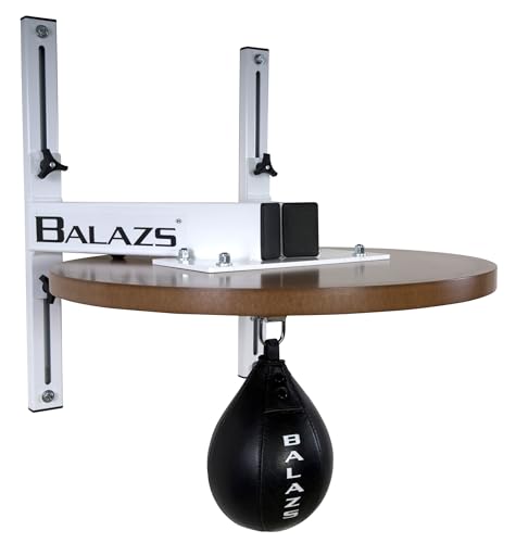 Balazs i-Box Speed Bag Platform - Heavy Duty Commercial Steel, Made in USA | Commercial Grade 11-Gauge Steel, 12" Adjustable Wall Mount, Pro Level III Swivel, 24" Drum, Made in USA - color: White