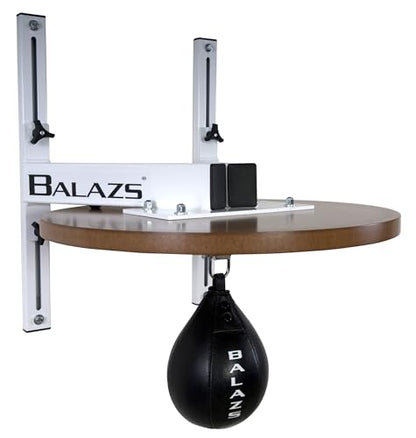 Balazs i-Box Speed Bag Platform - Heavy Duty Commercial Steel, Made in USA | Commercial Grade 11-Gauge Steel, 12" Adjustable Wall Mount, Pro Level III Swivel, 24" Drum, Made in USA - color: White