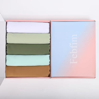 Febfim 4 PCS Muslim Women Soft Premium Solid Chiffon Hijab Scarves Shawl Long Scarf Wrap Scarves with Gift Box - color: 2025 5b