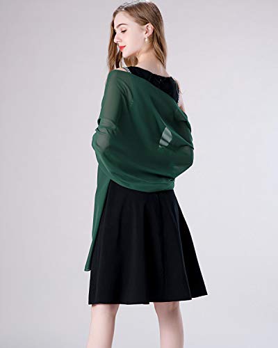 Shawl and Wrap for Evening Dresses Wedding Sheer Scarfs Women Scarve - color: Dark Green, size: One Size