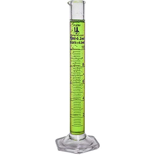 10ml Graduated Cylinder, Borosilicate 3.3 Glass, Single Metric Scale, Karter Scientific 213I10 (Single) - size: 10ml, style: Pack of 1