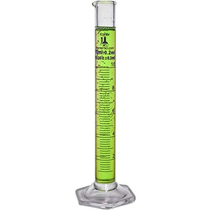 10ml Graduated Cylinder, Borosilicate 3.3 Glass, Single Metric Scale, Karter Scientific 213I10 (Single) - size: 10ml, style: Pack of 1
