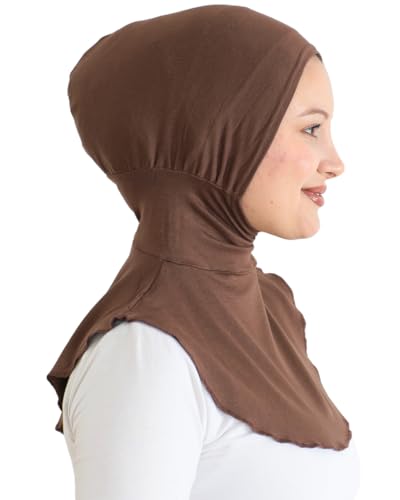 Prien Sport Hijab For Women, Muslim Head Scarf, Flexible Turban Girls, Chic Islamic Wear For Gym, Neck Collar Bonnet Viscose - color: Brown