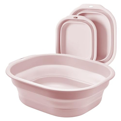 2 Pack Collapsible Wash Basin Set, Foldable Dish Tub, Small Medium Portable Sink for Kitchen, Camping, RV, Baby Bottles, Laundry, Plastic Washbasin -Pink - color: Pink