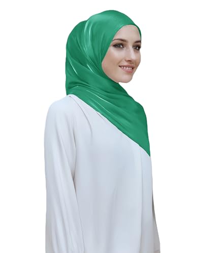 Lina & Lily Sheen Shimmer Women's Crepe Scarf Shawl Wrap Head Hijab Lightweight - color: Jade Green