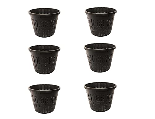 PondH2o 8" (20cm) Round Water Garden Pond Aquatic Plastic Slotted Mesh Plant or Flower Baskets | Value 6 Pack, Plastic Planting Pots for Ponds, Aquariums, Aquaponics, Hydroponics
