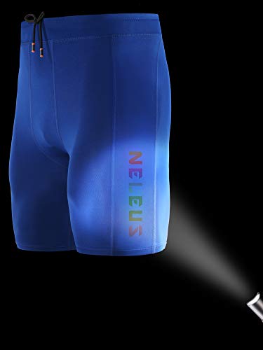 NELEUS Men's 3 Pack Running Compression Shorts with Pockets - color: 6072 Black/Blue/Red,3 Pack, size: XX-Large