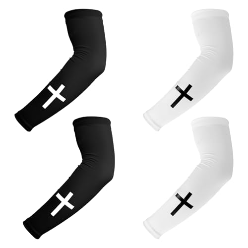 BOXOB 2 Pairs Faith Cross Arm Sleeves, Polyester Football Arm Sleeves