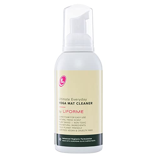 LIFORME Ultimate Everyday Yoga Mat Cleaner, Eco-Friendly, Natural & Organic Yoga Mat Cleaner, Vegan, Safe for all Yoga Mats, No Sticky Or Slimy Residue - Cleans, Restores, Refreshes - 150ml/5oz