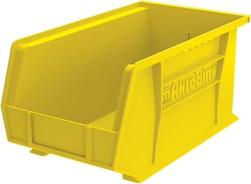 Akro-Mils 30240 AkroBins Plastic Storage Bins, 15"x8"x7", Yellow, 12-Pack | Space-Saving Stackable Bins for Garage, Pantry, Craft Organization - color: Yellow