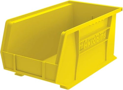 Akro-Mils 30240 AkroBins Plastic Storage Bins, 15"x8"x7", Yellow, 12-Pack | Space-Saving Stackable Bins for Garage, Pantry, Craft Organization - color: Yellow