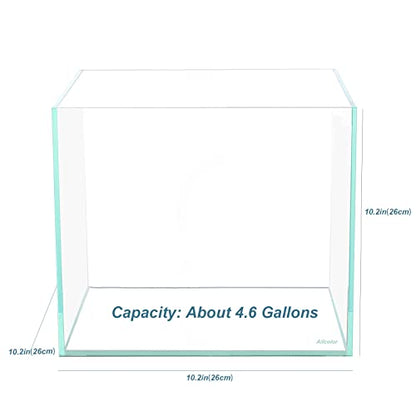 Allcolor Artisan Grade Ultra Clear Rimless Aquarium Tank (4.6Gal) | Low Iron Glass Fish Tank for Professional Aquascaping and Planted Layouts, 6-60 Gallons (4.6GaI - Top Glass Canopy) - size: 4.6Gal 10.2"L×10.2"W×10.2"H