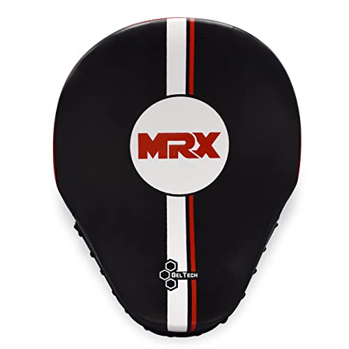 MRX Gel Tech Boxing Hook & Jab Pads MMA Focus Punching Mitts Training Thai Kick Strike Shield Curved Black/White - color: Black/Red