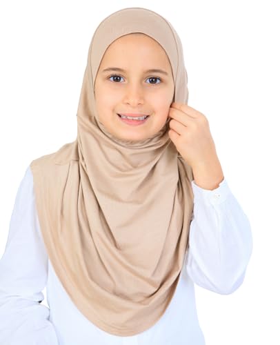 Prien Ready To Wear Hijab For Girls, Soft Viscose Muslim Scarf For Kids, Instant Islamic Clothing For Women For Ramadan, Eid - color: Deep Mink