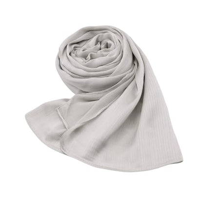 JUMISEE Silky Satin Hijab Scarf for Women Fashion Crinkle Crepe Instant Muslim Islamic Hijab Head Wrap Long Shawls - color: Light Grey