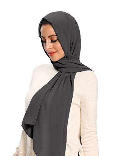 Txameru Hijab for Women Chiffon Hijab Scarfs for Women Long Shawl - color: Dark Grey