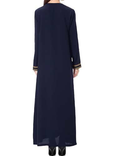 WSPLYSPJY Embroidered Abaya Muslim Dresses for Women Prayer Robe - color: Navy Blue, size: Medium