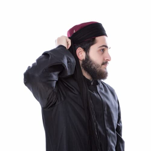 Lux Islamic Prayer Turban, Sarik, Muslim Men Headscarf | Namaz Turban, Shawl Keffiyeh, Cotton Wrapping Fabric - color: Black