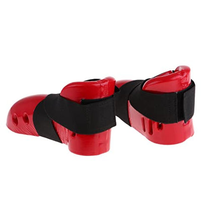 Taekwondo Foot Guard Pair Taekwondo Foot Protector Karate Sparring Foot Gear Arts Gear Instep Protector Guards No Slip Sole NBR Foa, Red, M