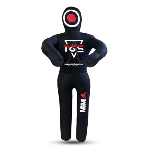 MMA Grappling Dummy Brazilian JIU Jitsu BJJ Punching Bag for Self Defense Wrestling Judo Karate Boxing Throwing Submission Standing Position - UNFILLED - color: Full Black, size: 4FT / 47"