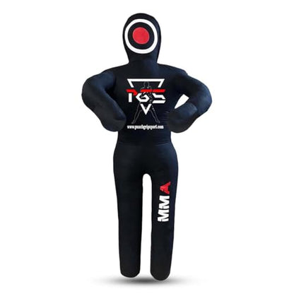 MMA Grappling Dummy Brazilian JIU Jitsu BJJ Punching Bag for Self Defense Wrestling Judo Karate Boxing Throwing Submission Standing Position - UNFILLED - color: Full Black, size: 4FT / 47"