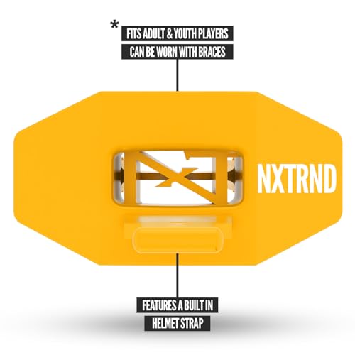 Nxtrnd Two Pro Football Mouth Guard, Permanent Strap, Fits Adult & Youth (Yellow) - color: Yellow