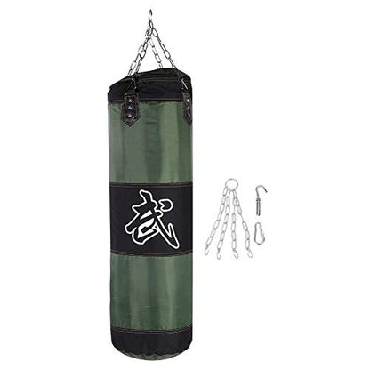 Unfilled Punching Bag, Boxing Set with Ceiling Hook Steel Chain Hand Wraps for Home Gym Muay Thai, MMA, Taekwondo Martial Arts Training