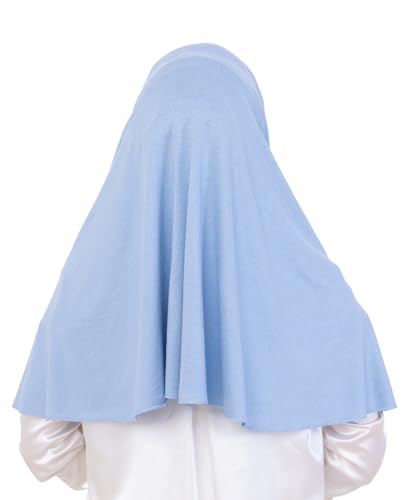 Prien Easy To Wear Hijab For Women, Muslim Instant Turban With Niqab, Islamic Clothes, Soft Scarf For Prayer, Abaya, Khimar - color: Light Blue