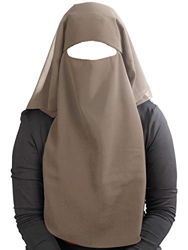 MyBatua 3 Layers Saudi Niqab In Breathable Georgette, Wholesale Price, 1pc Face Veil NQ-003 - color: Khaki