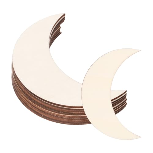 PATIKIL 3.5"x1.2" Wooden Moon, 10 Pack Unfinished Wood Moon Blank Wooden Cutouts Ornaments Natural Wood Pieces for Christmas Party Craft Projects - size: 3.5"x1.2"