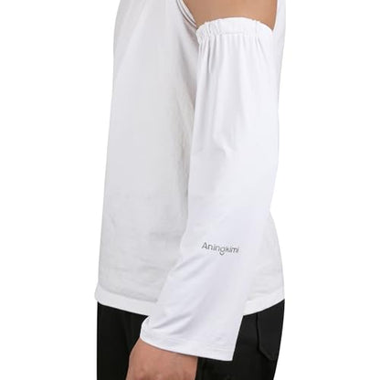 UPF 50+ Sun Protection Arm Sleeves Elastic band Adjustable Cuff Loose Fit Non-Sticky Airflow Friendly Outdoor - color: White, size: Small