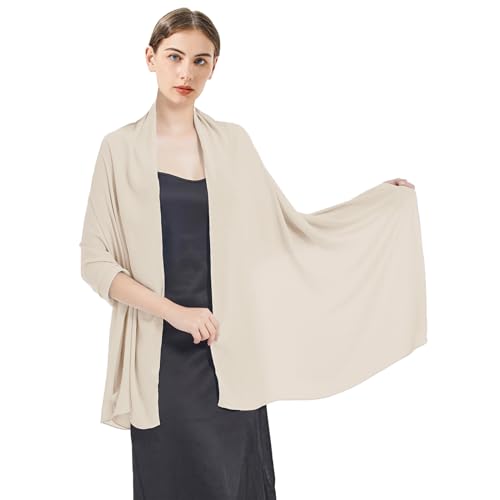 Chiffon Shawls and Wraps - Lightweight Scarve for Women Evening Dresses Wedding Bridal Formal Party - color: F1-pale Champagne